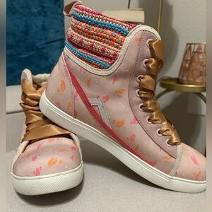 Pink crochet sneakers